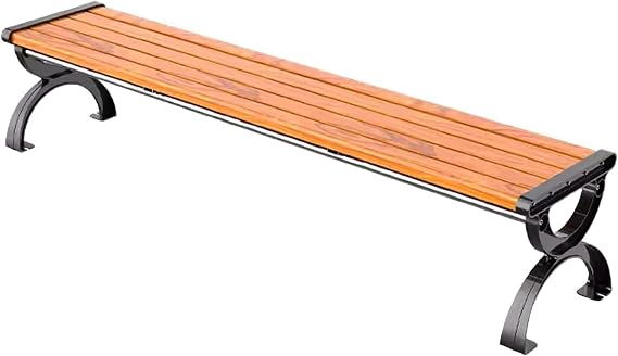 Garden Bench with Armrests and selectable Backrest,outdoor bench have threesize(47in/120cm,59in/150cm,71in/180cm),porch benches in Metal and Wood,Bench for Backyard, Deck, Lawn, Outside Pool(No Backre