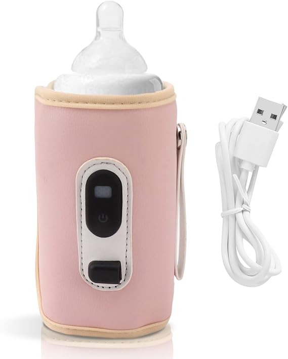 Bottle Warmer, Fast Baby Milk Warmer Portable Milk Bottle Warmer Multifunctional Baby Bottle Warmers USB for Home Travel Car (Pink)