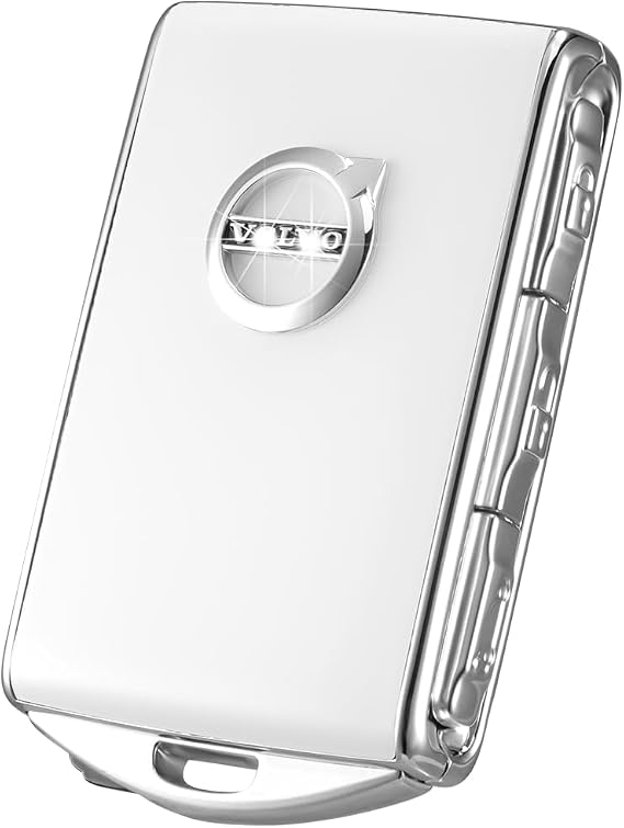 Car Key Fob Cover for Volvo XC90, XC60, XC40, S60, S90, V90, Zinc Alloy Matte Full Protective Case (White)