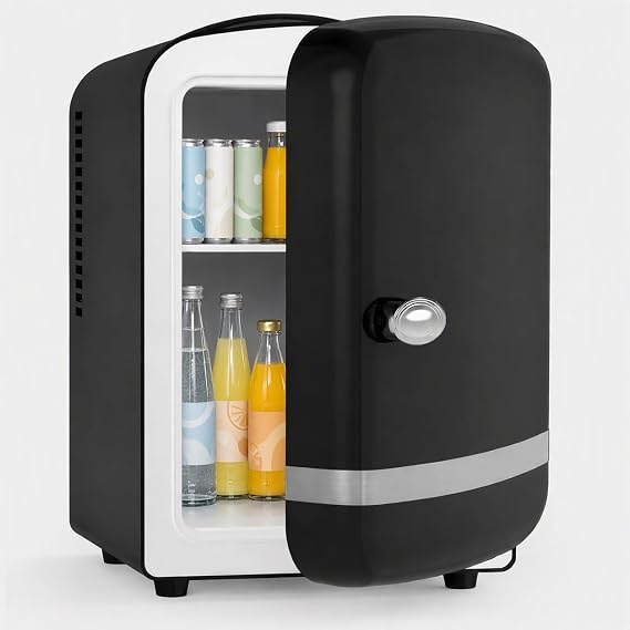 Kismile 4L Mini Fridge 6 Can Beverage Cooler for Car Office - Black
