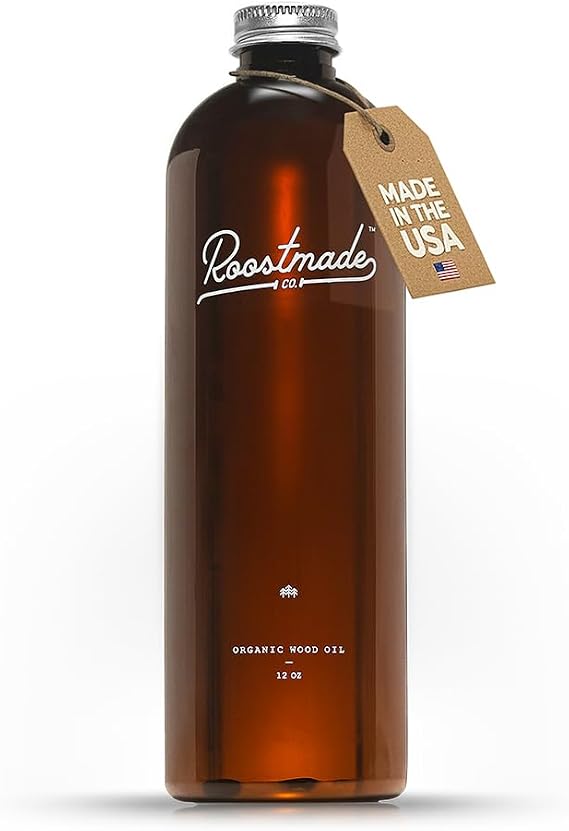 Roostmade - Organic Cutting Board Oil for Wood - 12 oz, Food Grade, Mineral Oil Free Wood Conditioner, Maintain Countertop & Butcher Block, Natural & Organic Ingredients Only, Organic Wood Oil