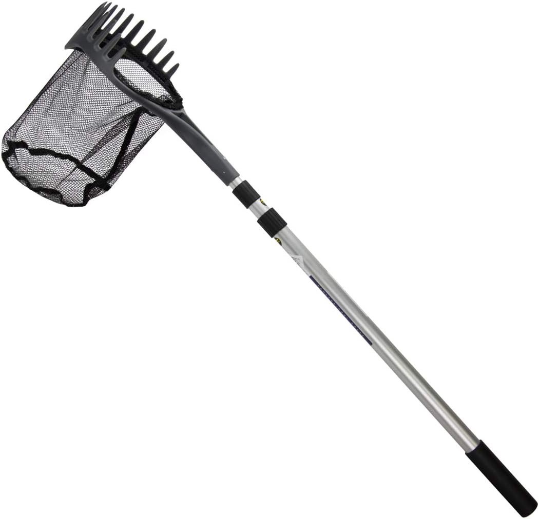 Aquascape Pond Shark PRO, 3-in-1 Professional Pond Net with Rake and Scraper, Heavy-Duty Design, Telescopic Handle Extends to 96 Inches, Ideal for Pond Cleaning and Maintenance
