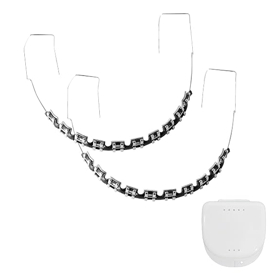 Fake Braces, Temporary Clip on Teeth with Brackets & Wire, Temporary Braces Suitable for Orthodontists to Explain and Practice for Dental Students - Brackets Falsos Para Dientes(Black)