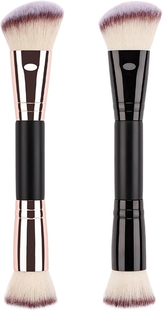 Foundation Brush, Double Ended Eyeshadow Brush, Beauty Powder Blending Tool, Soft Synthetic Bristles, Liquid and Cream Makeup for Application, 6.89x1.57 in
