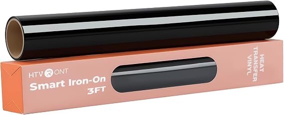 HTVRONT Smart Iron On Vinyl, Black HTV - 13" x 3FT Heat Transfer Vinyl | HTV Vinyl Compatible with Cricut Maker & Explore Matless Cutting for Long Cuts, Easy to Cut & Weed for Heat Transfer Design