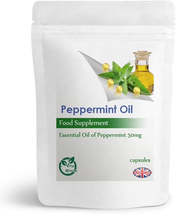 Peppermint Oil 50mg Capsules | Stomach, Bowel and Digestion Support, Gastric Aid Pack of 30