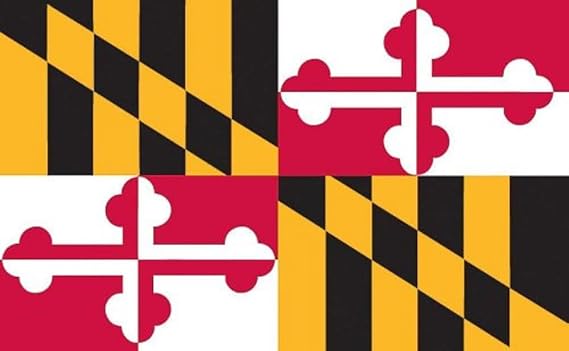 Valley Forge, Maryland State Flag, Nylon, 3' x 5', 100% Made in USA, Canvas Header, Heavy-Duty Brass Grommets