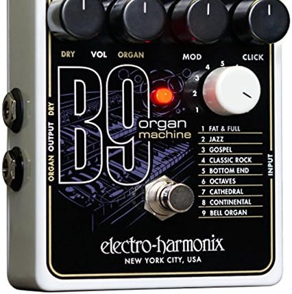 Electro-Harmonix B9 Organ Machine, Green, Compact Guitar Effect Device, 9 Presets, Modulation, 9.6V DC