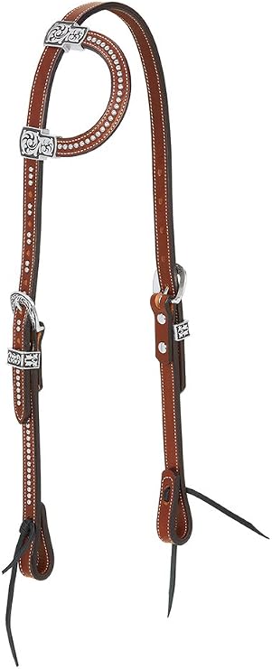 Weaver Leather Austin Flat Sliding Ear Headstall, Rich Brown, One Size (10-0351)