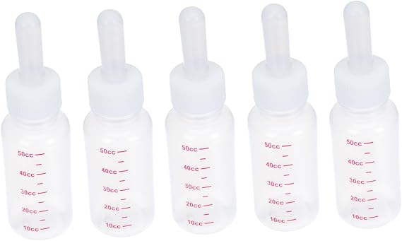 HANABASS 5Sets Pet Nursing Bottles for Dogs and Cats Feeders with Nipples Lightweight and Portable Pet Feeding and Odorless for Puppies and Kittens