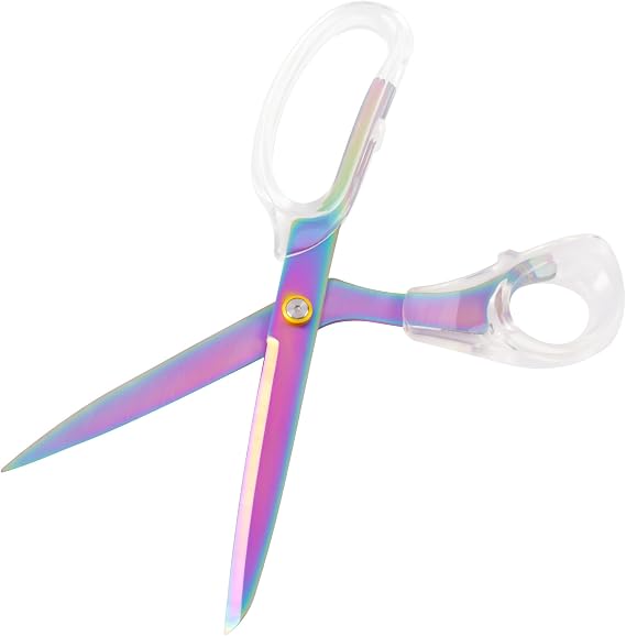 Craft Scissors, Rainbow Scissors 9" All Purpose with Ultra-Sharp Titanium Coated Blades Sewing Scissors for Fabric, Scissors for Crafting & Office, Sewing Supplies, Comfortable Handle