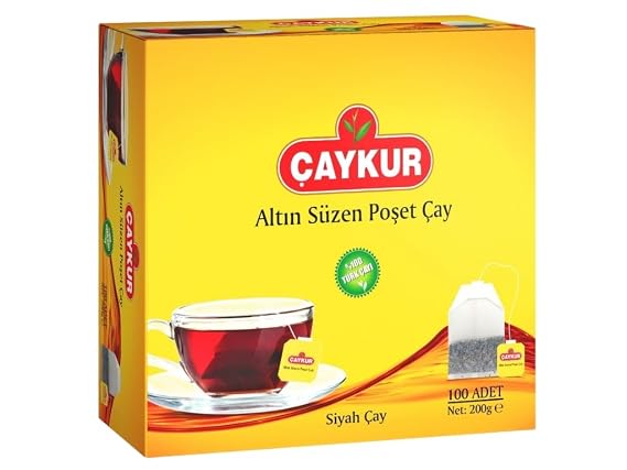 CAYKUR Black Tea Bags, Altn Suzen Turkish Tea, Individually Wrapped Cup Brew Bags, Bright Red Color, Best Turkish Loose-Leaf Flavor, 100 Tea Bags (200g/ 7.05 oz)