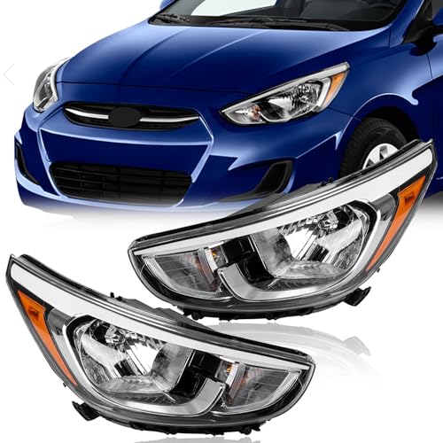 TODO Headlights Assembly Replaces 921011R710 921021R710 Compatible with 2015 2016 2017 Accent | Driver Passenger 2pcs