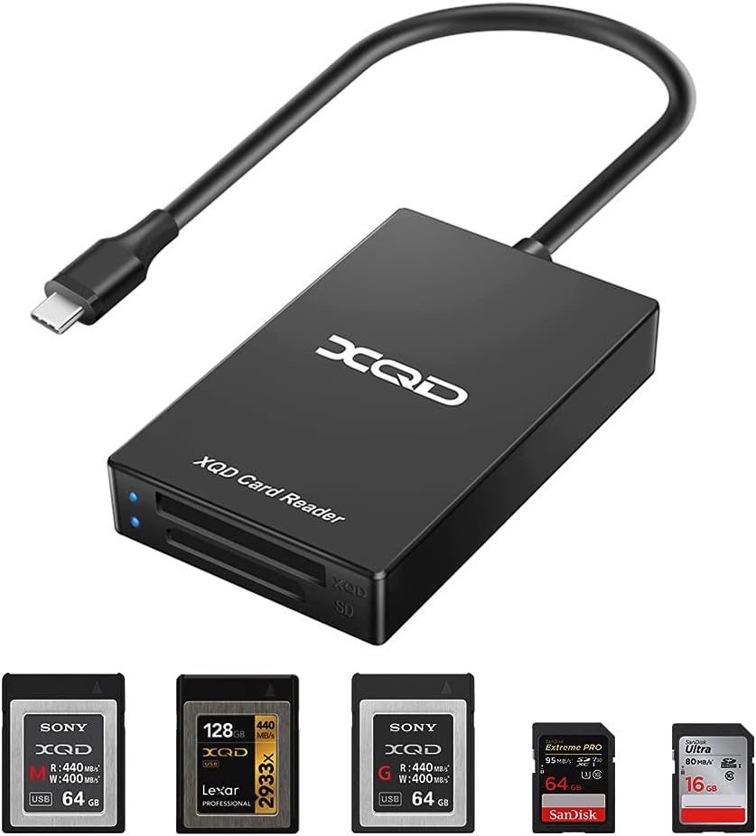 Rocketed C Type XQDSD Card Reader Dual Slot Memory Card Reader, Compatible with Sony GM Series, Lexar USB Mark Card, SD CardSDHC Card for WindowsMac OS