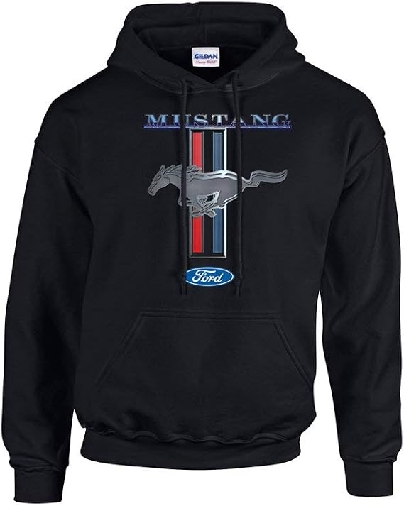 Trenz Shirt Company Ford Mustang Pony Unisex Hooded Sweatshirt Logo Hoodie Performance Racing Car Muscle Car Hood-Black-Small