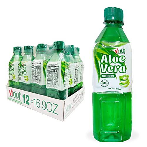Vinut Pure Aloe Vera Juice Original Flavor with Pulp 16.9 fl oz, Pack of 12, Not From Concentrate, Fresh Aloe Vera Drink, Rich Source of Calcium, Sodium