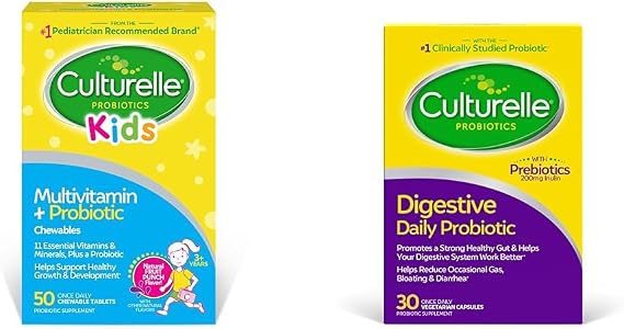 Culturelle Kids Complete Chewable Multivitamin + Probiotic 50 Count Daily Probiotic Capsules 30 Count