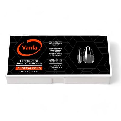 Vanfa Soft Gel Tip for Nail Extensions, Press On Nail Tips, Full Cover Tips 552 Clear Tips - Short Almond