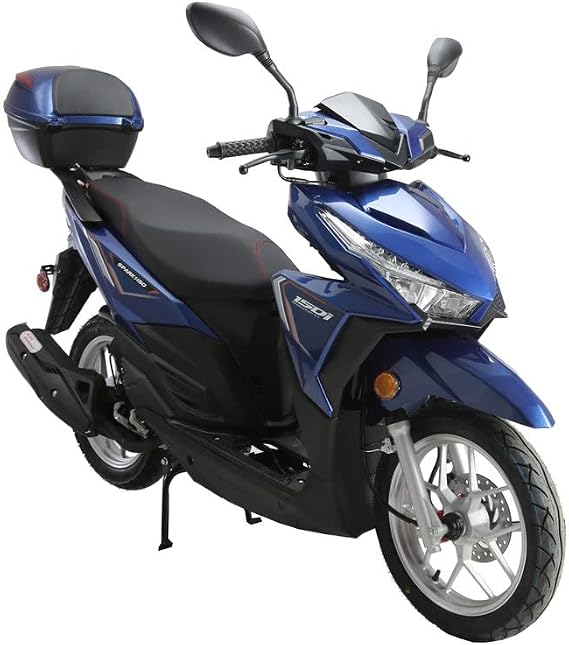 HHH 150cc Scooter Spark 150 Gas Gy6 Engine y Automatic 150cc Street Bike 150cc Moped 14 inch Tires 150cc Motorcycle for Youth and Adult (Blue)