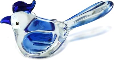 BRBASAP Glass Birds Bluejay Figurine Crystal Blue Jay Figurines Bluebird Jays Ornament Clear Glass of Happiness Finch Decor Stuffed Animal Blown Love Bird for Animal Lovers