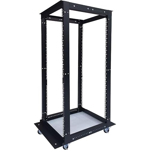 Sysracks Open Frame Server Rack 32U - Adjustable 19-inch Rackmount for Data Center, Network, and Home Server - 440lb Capacity, Vented - Ideal for IT Equipment, Servers, Networking Gear Relay