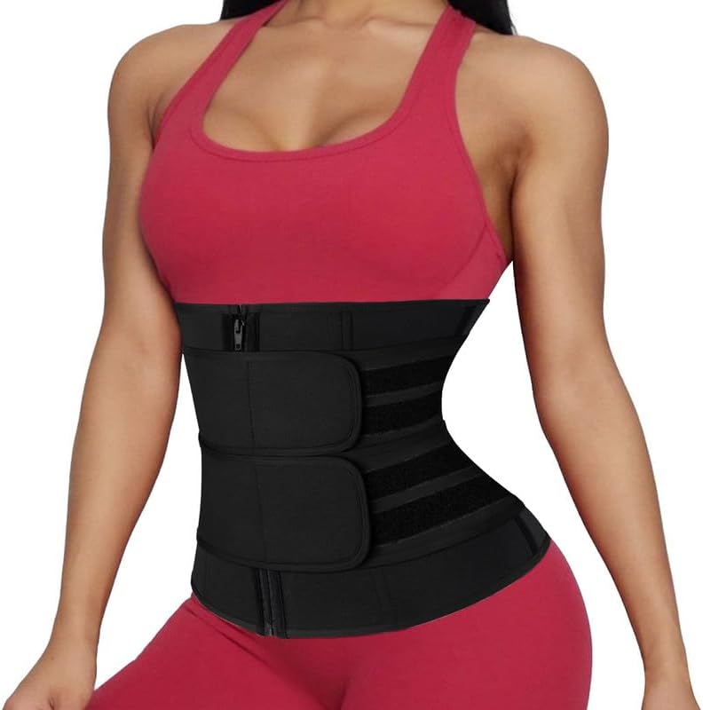 SHAPERIN Double Belt Waist Trainer for Women Neoprene Sweat Fitness Waist Cincher Body Shaper for Weight Loss
