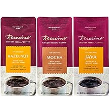 Teeccino Herbal Coffee Variety Pack - Hazelnut, Mocha and Java - Ground Herbal Coffee Thats Prebiotic, Caffeine-Free & Acid Free, Dark Roast, 11 Ounce (Pack of 3)