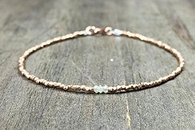 Tiny Diamonds Bracelet Gold Diamond Bracelet Delicate Tiny Rose Gold Bracelet Genuine Diamond April Birthstone Rose Gold Tiny Diamond 1,9mm Code- WAR6724