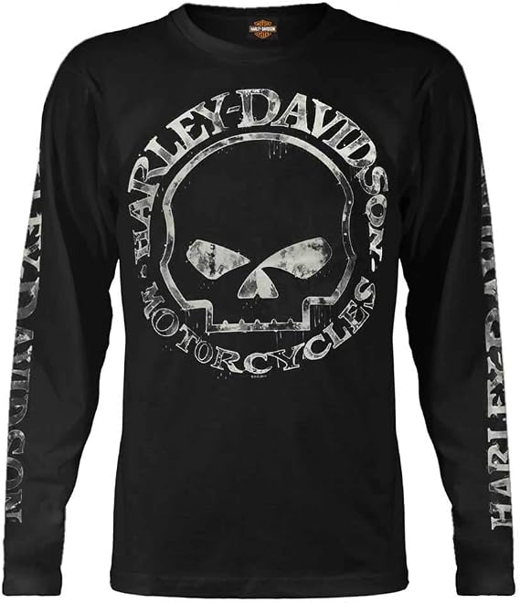 Harley-Davidson Men's Shirt, Hand Made Willie G Skull Long Sleeve 30294032