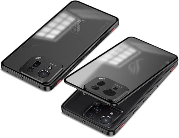 QUIETIP Case Compatible with Asus ROG Phone 8 & 8 Pro 5G with Screen Protector,Metal Frame + PC Frosted Surface Back Cover,Black