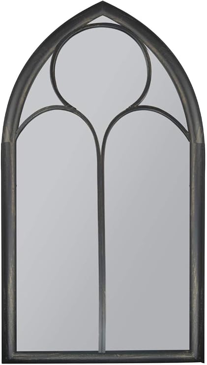 Rustic Home and Garden Outdoor Black Wall Mirror Chapel Window Design 5ft x 2ft8 150cm x 81cm