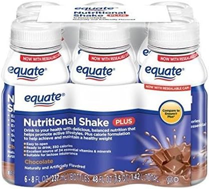 Equate Chocolate Nutritional Shake Plus (8 fl oz, 6 count)