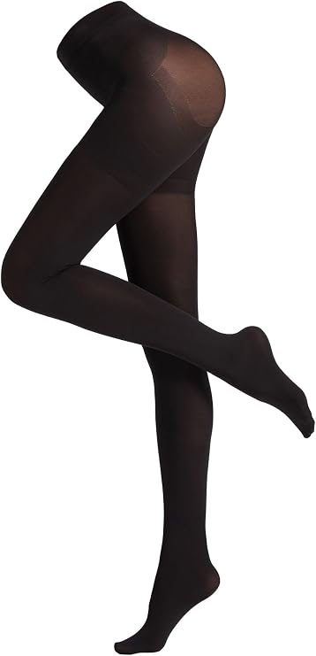 CALZEDONIA Woman's Opaque Matte Total Shaper 80 Denier Tights in Black, Size S