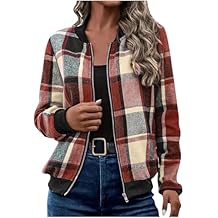 YMADREIG Shackets for Women 2025 Fall Fashion Plaid Flannel Shirts Lightweight Full Zip Long Sleeve Shirts Jacket Casual Tops