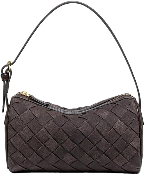 Handbag Suede Cylindrical Woven Shoulder Bag/Underarm Handbag/Stylish Pillow-Shaped Bag