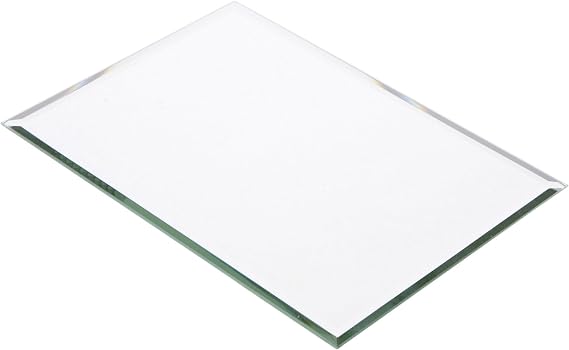 Plymor 5 x 7 inch Rectangle, 3mm Thick, Beveled Glass Mirror, Pack of 2 | Table display, centerpieces, mosaics, crafts & DIY; highly reflective silvered glass
