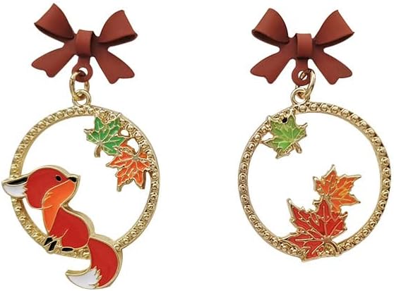 coadipress Thanksgiving Earrings for Women Cute Funny Squirrel Turkey Hazelnut Dangle Drop Earrings Delicate Fashion Colorful Maple Leaf Wreath Rhinestone Earrings Thanksgiving Holiday Themed Jewelry Accessories