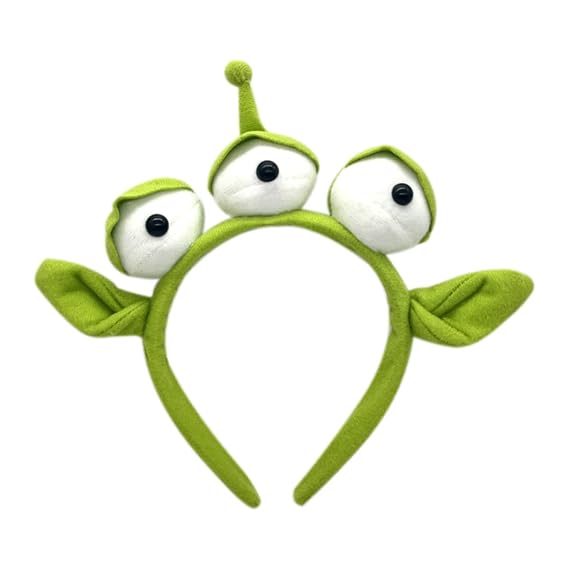 1PCS Green Toy Story Alien Headband Stretchy Plushy Three-eyed