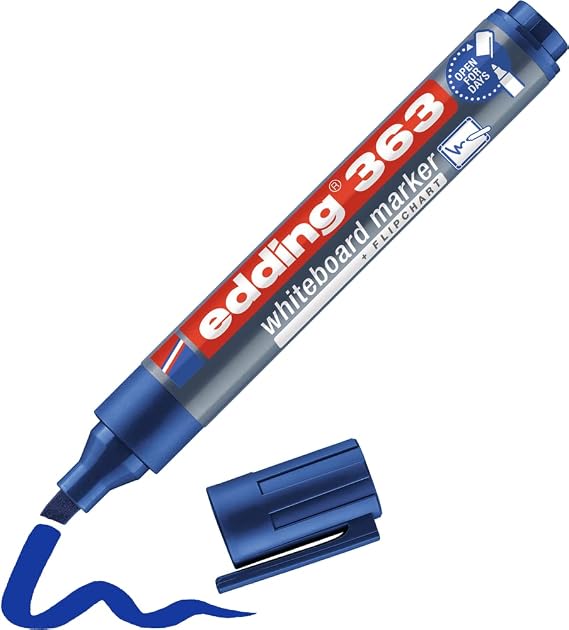 edding 363 beyaz yazı tahtası kalemi - mavi - 1 kalem - 1-5 mm kesik uçlu - yeniden doldurulabilir
