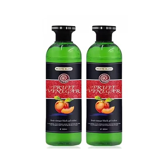 BEe. AUTE. BLu.NC Fruit Vinegar Gel Hair Color, Organic & Natural Hair Color Dye for Black Hair (500ml x 2) - Black