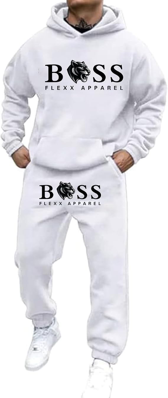 Men's Tracksuits Set Fleece Ribbed Cuff Sweatshirts Cotton Blend Joggers 2 Piece Athletic Sweat Suits Long Sleeve Running Joggers Set Lounge Wear Set Sweatpants and Sweatshirt Xmas