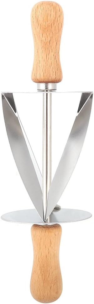 Croissant Cutter, Stainless Steel Croissant Roller Rolling Pin Croissant Cutter Croissant Dough Roller with Wooden Handle for Shaped Pastry Dough