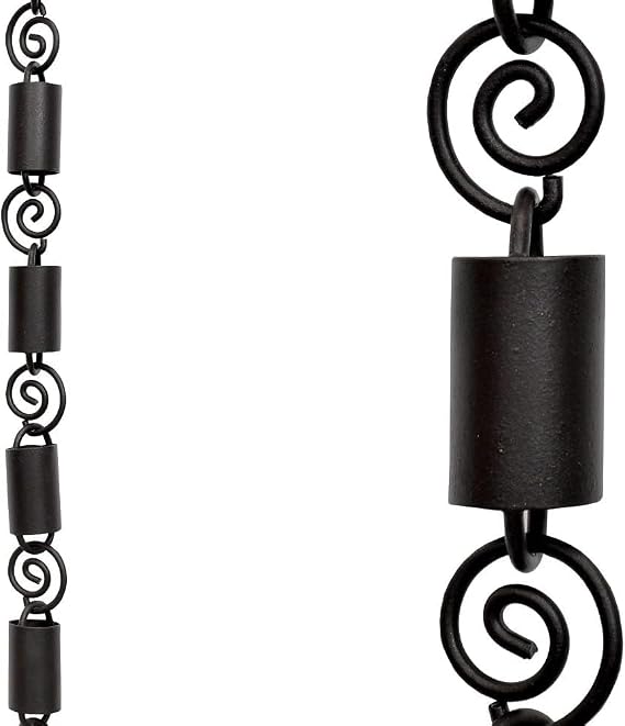 Spiral Rain Chains for Gutters 8.5ft Black