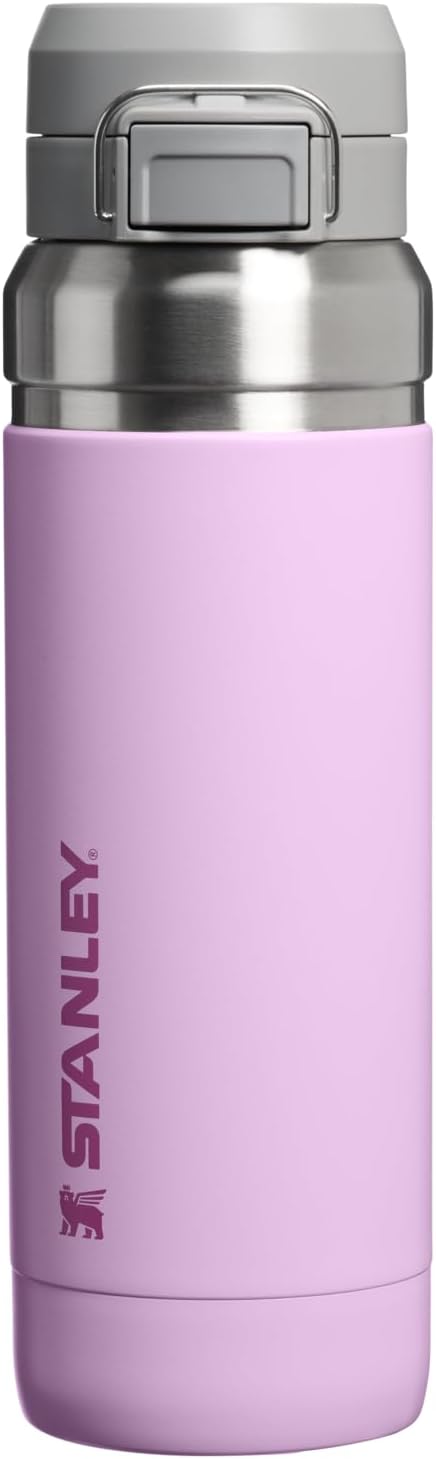 STANLEY Quick Flip GO Bottle, 36 oz, Soft Orchid | Push Button Lid | Packable for Travel and Sports | Leakproof Water Bottle | Insulated Stainless Steel | BPA-Free