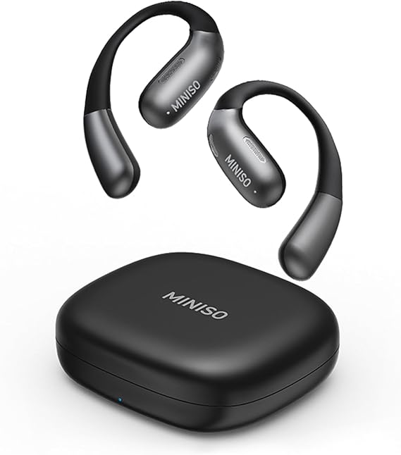 MINISO X28 AI Translation Earbuds Open Ear Wireless Bluetooth Earbuds OWS Support 150 Languages Real Time Translation Sports Headphones IPX5 Waterproof for Travel Business Learning Meeting Black