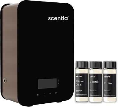 Scentia Casa SC2000 Cold Air Scent Diffuser with Essential Oil Set 2000 Sq Ft Coverage, Bluetooth App Controlled, Waterless Aroma Diffuser, Premium Metal Design, Includes Fragrance Oils