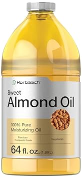 Horbaach Sweet Almond Oil | 64 fl oz | For Skin and Hair | Cold Pressed | Pure Moisturizing Liquid | Vegetarian, Non-GMO, and Gluten Free