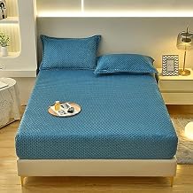 ZIQINPSQ Coral Velvet Fitted Sheet-Thickened Cold-Resistant and Warm Bed Sheets-Soft Velvet Fleece Fitted Sheets with-Elastic All Around. (CadetBlue, Full)