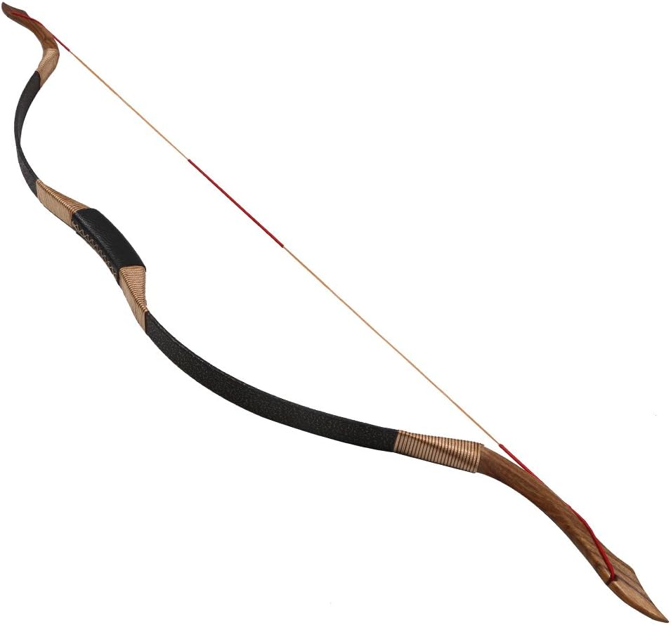 TOPARCHERY Black Hunter Traditional Recurve Bow 53 Archery Hunting Handmade Horse Bow Longbow 30-50 lbs