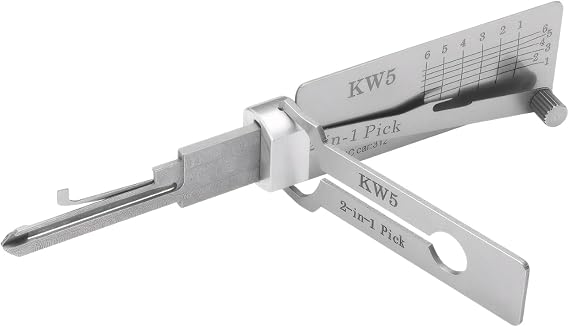 Stainless Steel Key Decoder Master Key Decoder 2-in-1 Lock Pick Precision Hook Pickup Combination (KW5) Silver